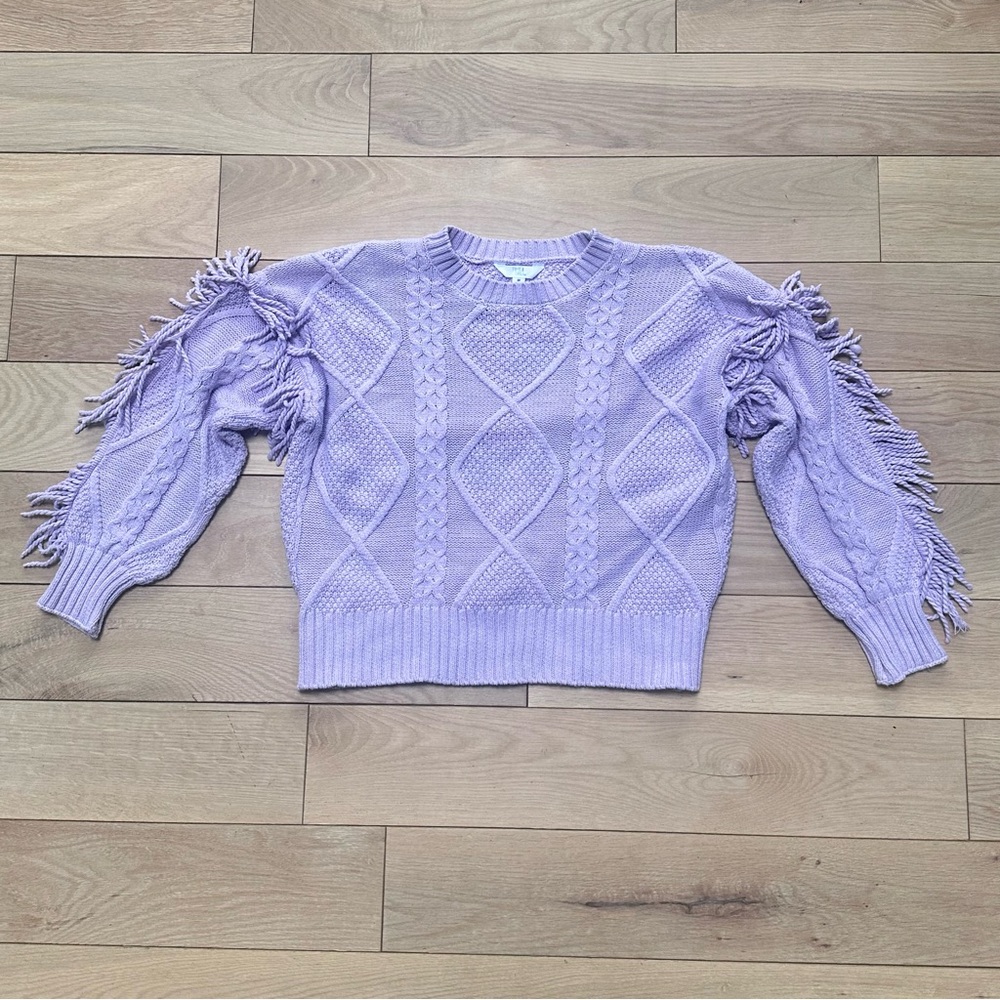 Time and Tru Lavender Knit Sweater with Fringe